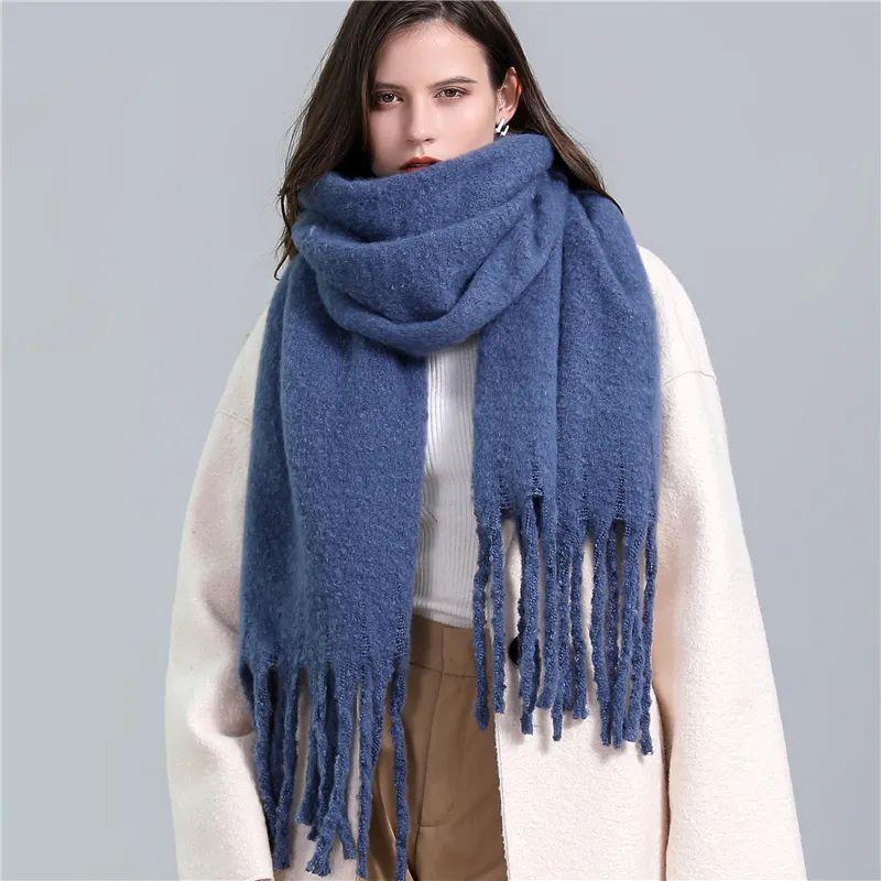 Winter Scarf Women Cashmere Warm Pashmina Solid Female Scarv