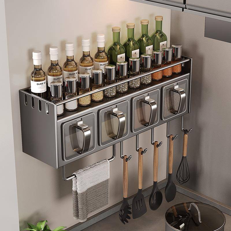 厨房调料盒调料置物架免打孔壁挂多功能调味品罐收纳组合套装家用