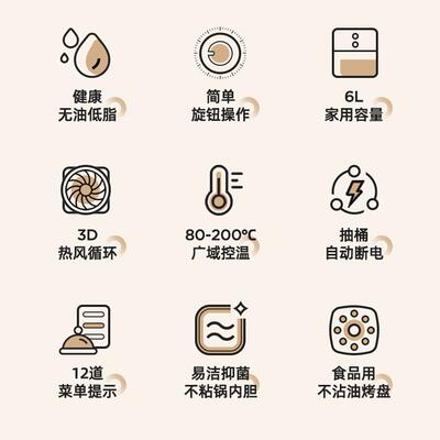 新款多功空气炸锅新ATKZ6F3大容量一体多功能家款用能气空炸鍋跨