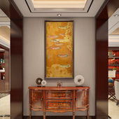 画新中式 九鱼图铜雕画 铜画 饰画 画正对门客厅挂画 画玄关画 画装