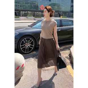 女2025御姐轻熟风港味高级感减龄女装 夏季 冰丝针织衫 新款 上衣 短袖