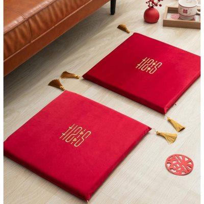 结婚坐垫备婚布置用品大全婚庆男方喜字丝绒敬茶垫女方婚礼跪垫子