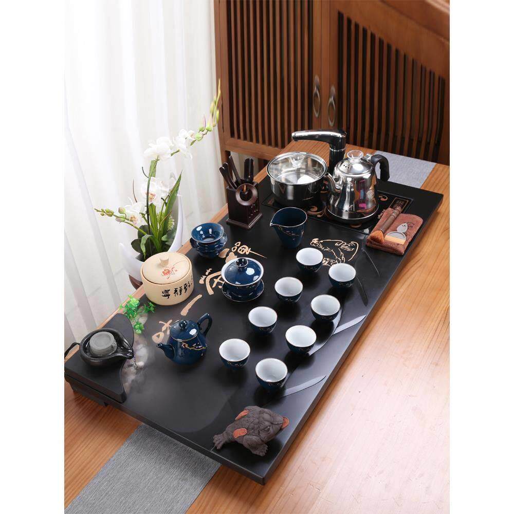 乌金石茶具套装家用一体整块天然石茶盘全自动电磁炉客厅功夫茶台