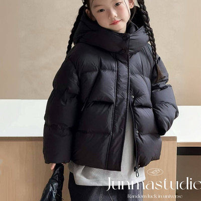 夫子品牌童装女童宝宝儿童中童冬装拜年红色羽绒服白鸭绒保暖外套