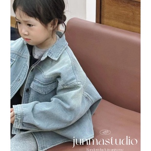 花呦品牌童装男童女童儿童宝宝冬装新款R3加绒软牛仔衬衣衬衫外套