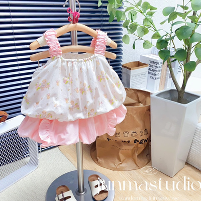 吊带上衣配短裤棉布料小公主夏季