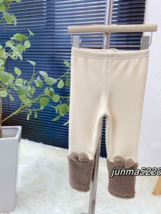 清仓!品牌童装女童宝宝小童冬装卡通裤脚拼接一体绒可爱打底裤子
