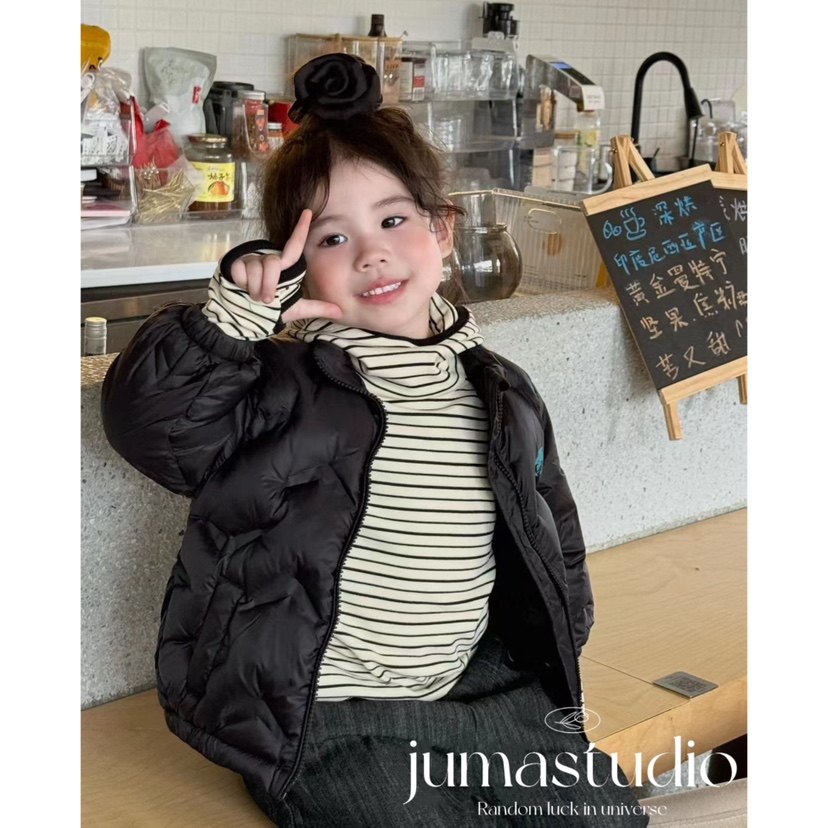 小妞大咖童装女童宝宝儿童冬装轻羽绒服幼儿园神器打底衫牛仔裤