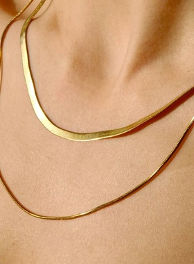 环环相扣项链男生潮高级感简约百搭双环锁骨链