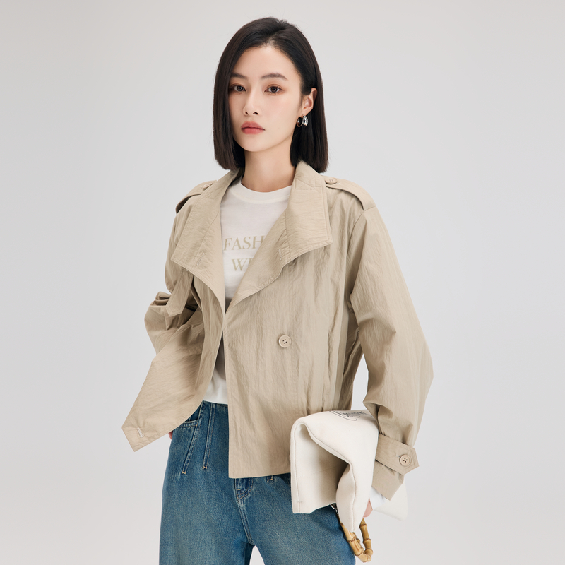 【超能小太阳严选】米色莱赛尔针织T恤女春季字母印花打底衫上衣