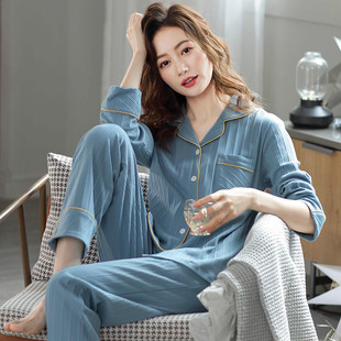 全棉薄款 100%纯棉长袖 家居服可外穿 春秋季 睡衣女2021年新款