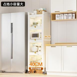 厨房多功能收纳柜多层带门防尘微波炉收纳架家用落地可移动储物柜