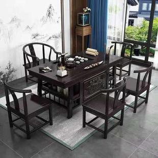 榆木茶桌椅组合家用客厅实木茶几小茶几办公室两用茶台茶桌