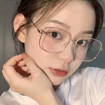 新款金属学生抗蓝光近视眼镜女韩版潮大框显瘦素颜平光护眼睛框架