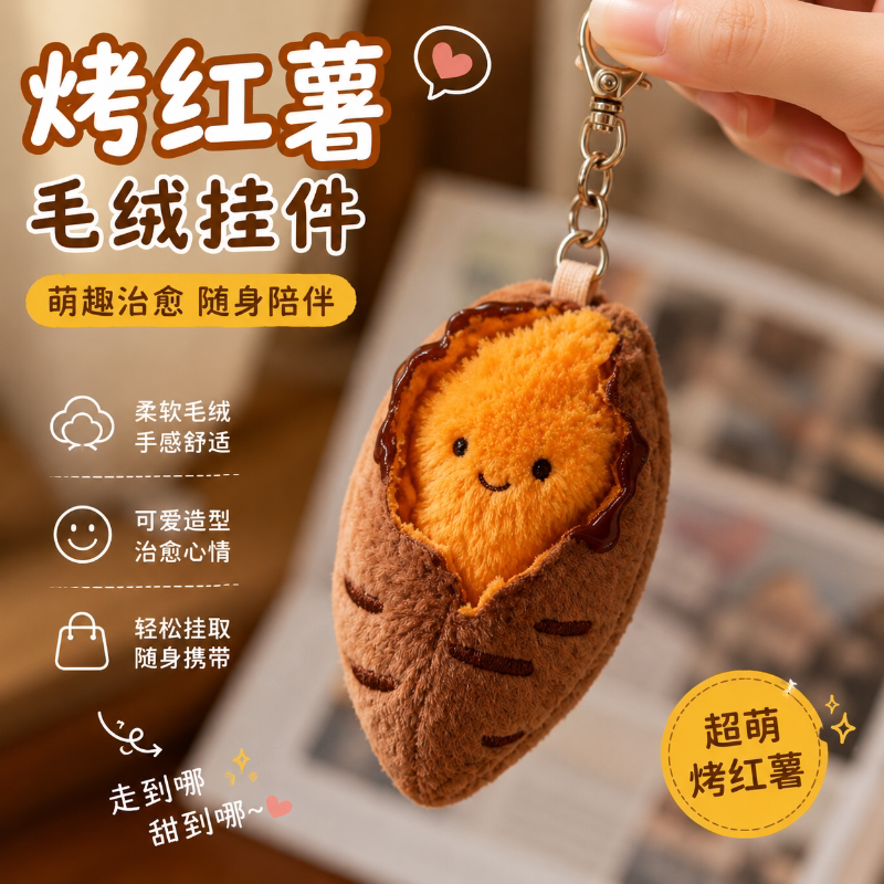 可爱烤蜜薯毛绒少女心礼物钥匙扣
