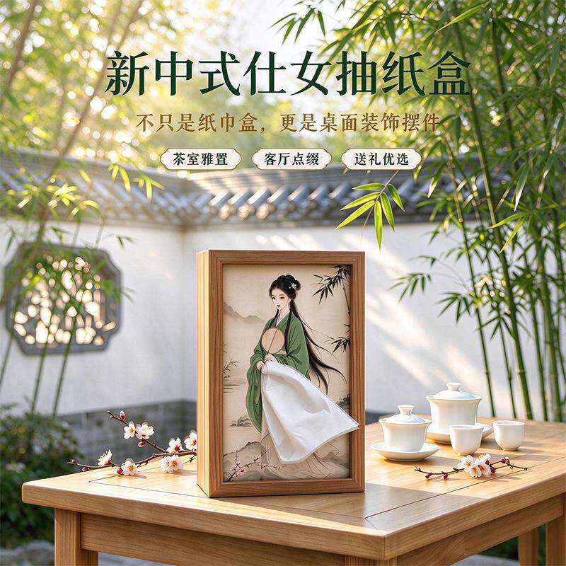 新中式轻奢创意舞蹈女孩纸巾盒