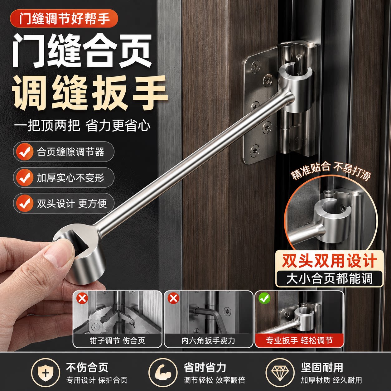 双头旗形省力门缝调缝扳手