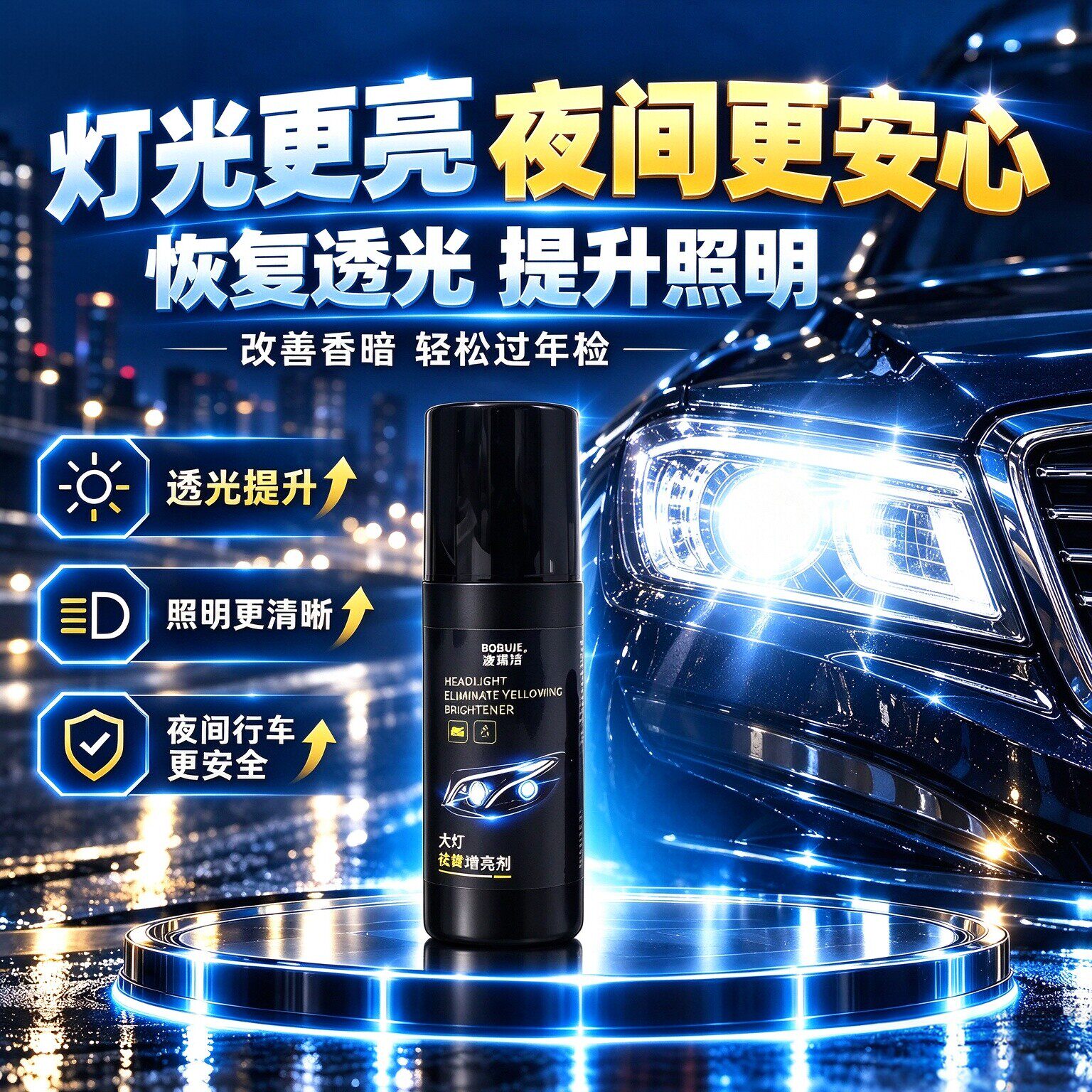 免打磨大灯翻新剂祛黄增亮抛光