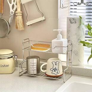 不锈钢浴室置物架免打孔卫生间收纳架多功能卧室厨房桌面储物架子
