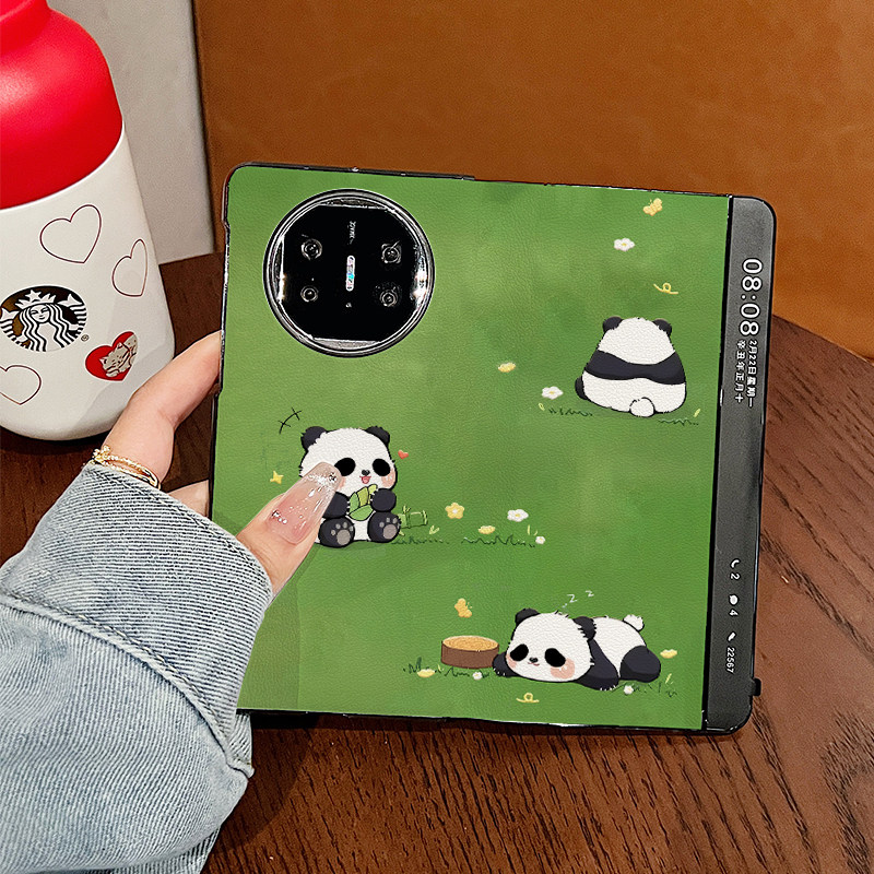 华为x5手机壳皮质草原熊猫