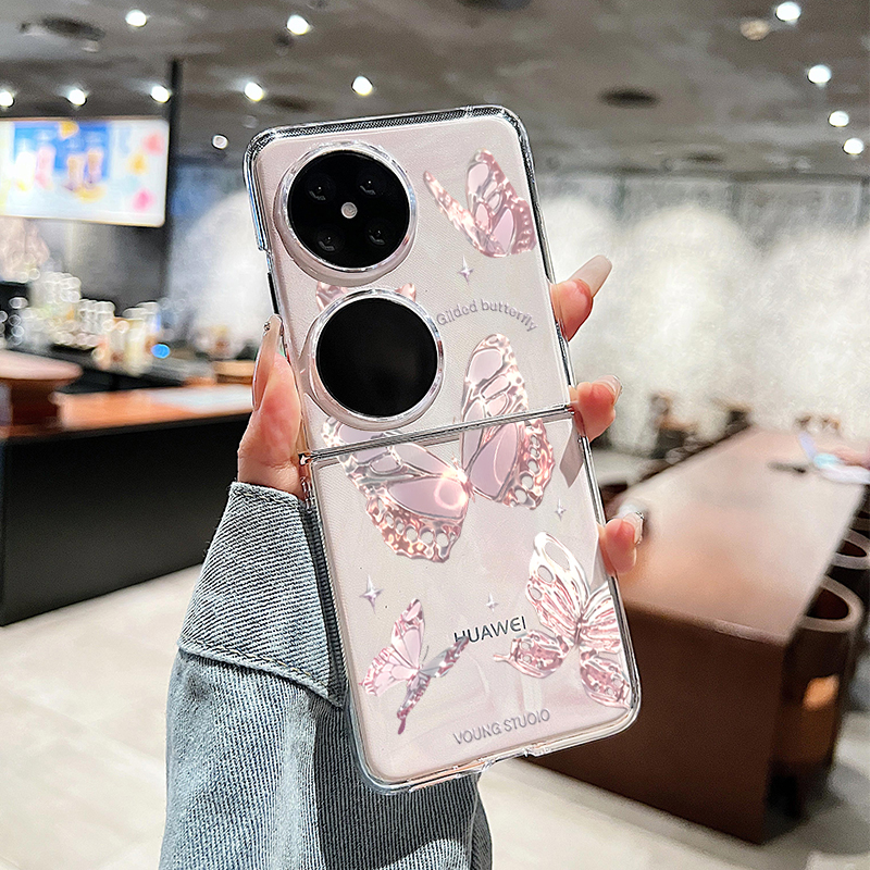 华为pocket2手机壳唯美闪钻蝴蝶