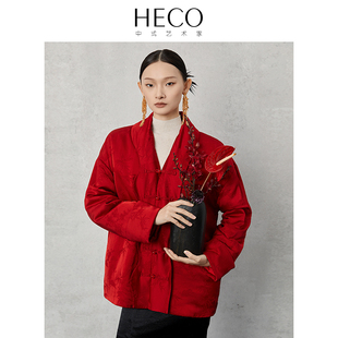 国风红色棉服外套女2024年新款 HECO 新中式 春夏季 梅云竹 外套