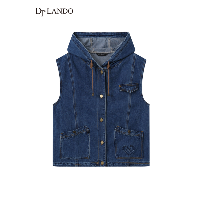 DTLANDO秋季百搭连帽牛仔马甲