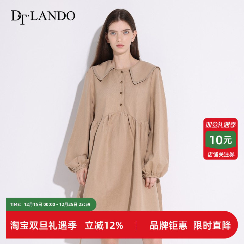DTLANDO娃娃领长袖连衣裙短裙