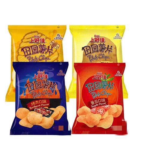 80gOishi/上好佳田园薯片烤肉味番茄味零食品休闲膨化零食包邮