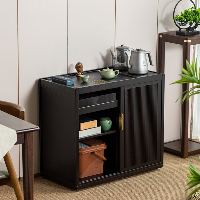 乌檀木移动茶台实木茶几客厅茶水柜家用烧水壶一体沙发边几桌边柜