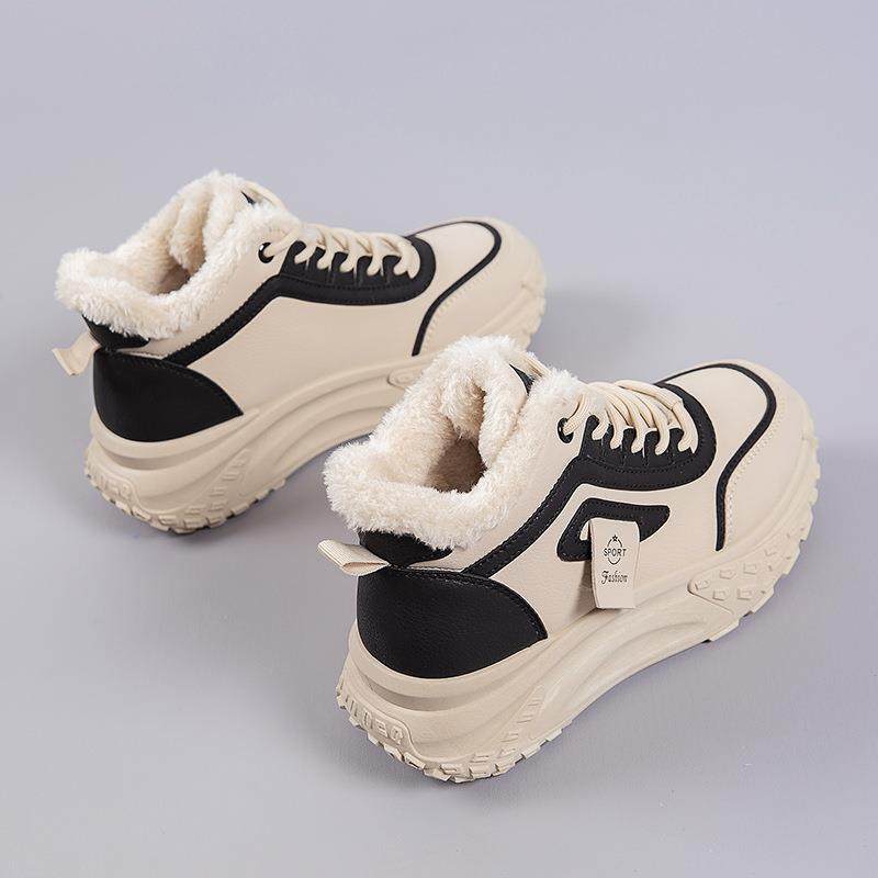 C039暖225新款冬季加绒保棉鞋耐磨增休闲鞋厚底0防滑高女士高帮老