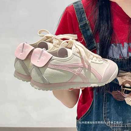 板生德训鞋子女小白鞋20学2春秋新款小众百搭奶f/u5fu白粉色休闲