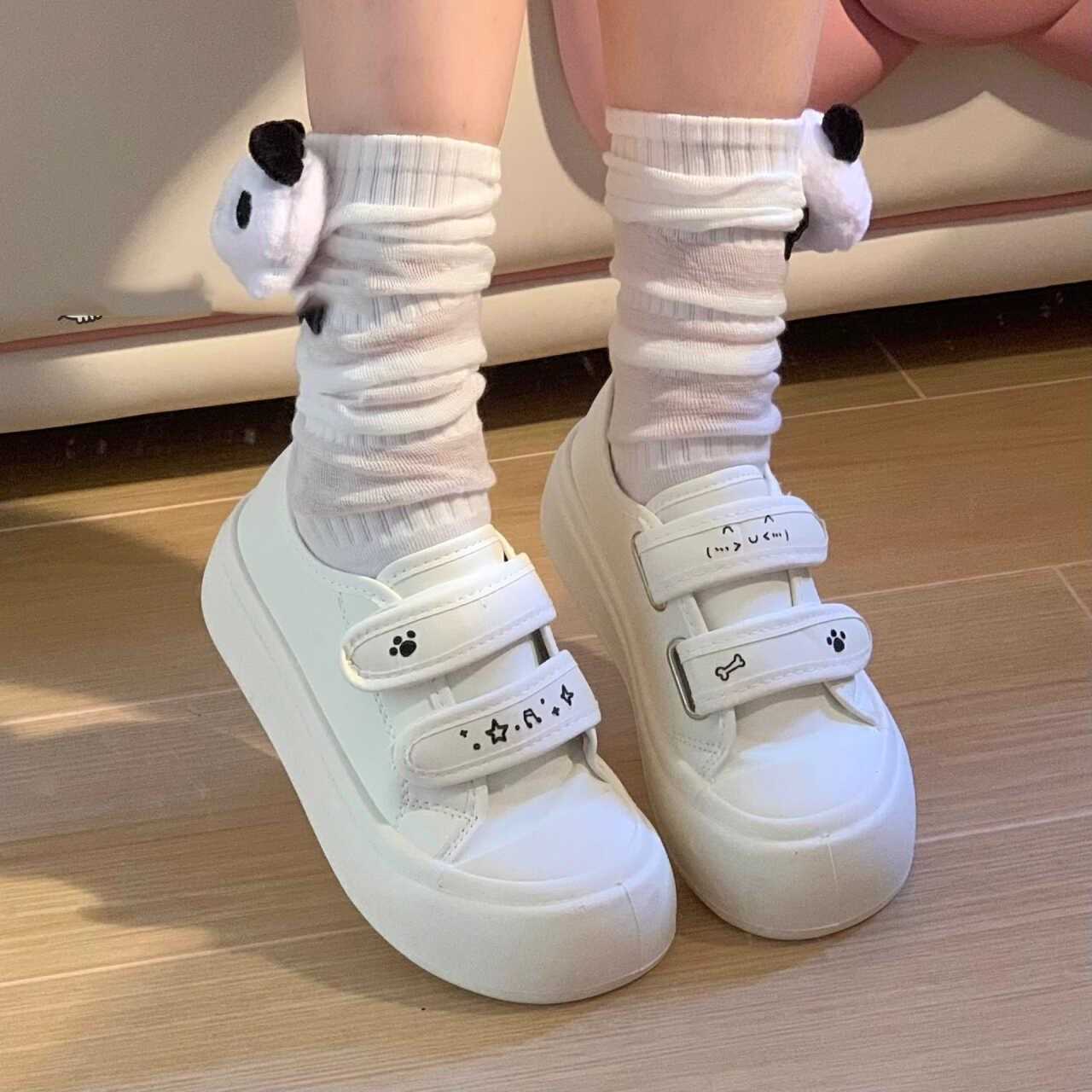 魔贴小白艾F-1鞋女202春5季新透气增高厚术底款百搭白色休闲运动