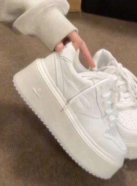 耐磨厚底小白鞋女2025款新百48305搭小个子增高糕运动松休闲板i鞋