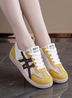 2025夏季新款网鞋透NK-103气薄底拼色白女休闲圆头运动小板鞋面女