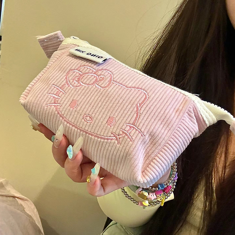 日系高颜值凯蒂猫卡通kitty笔袋大容量铅笔盒简约可爱初高中学生女铅笔袋文具盒少女心收纳包化妆包轻便