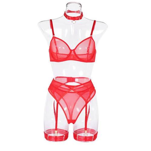 Ultra-thin small transparent cup lingerie bra set showing