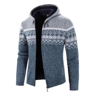 Cardigan Knitted Jacket Mens Casual Color Gradient Thick