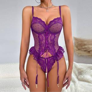 sexy panties lingerie lace suit crotch sexy suit Purple