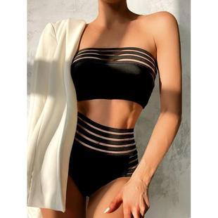 Color Waist High Sexy Solid Swimsuit Swimwear Lace