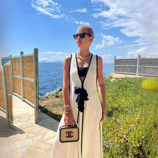 contrast dress woman black for white dresses women and