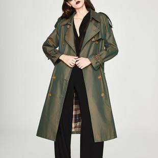 women for coat trench mid-length fit slim double-breasted