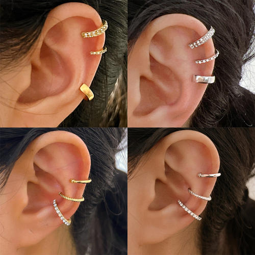 欧美耳夹 inlaid diamond earring earless holes Ear bone clip