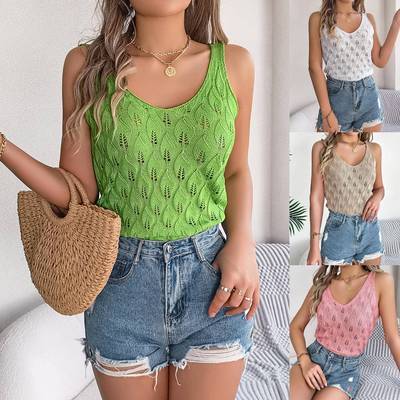 clothing womens vest holiday sweater sleeveless leaf hollow
