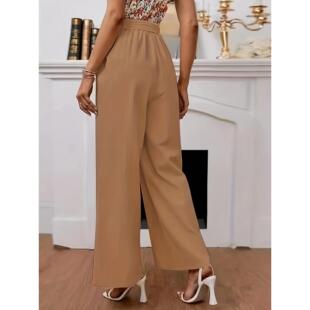 leg casual loose trousers linen wide elastic and womens