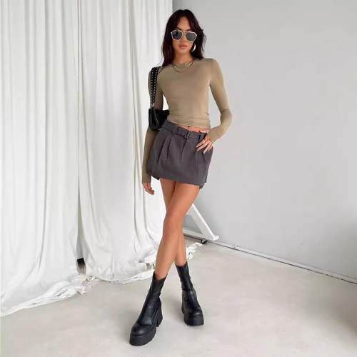 round solid top all-match long irregular bottoming neck