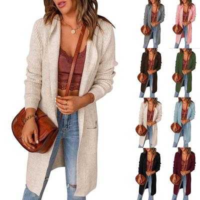 Fashion solid color hooded jacket womens mid-length shirt