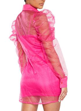 women sexy mesh see though lantern long ruffles hem above