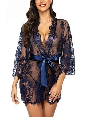 erotic open pajamas lace frenulum tulle dress lingerie