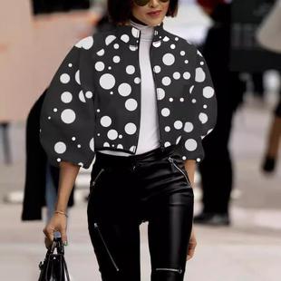 zipper print with ladies womens closure jacket collar for